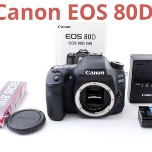 Canon MINT 80D Body Only+LP-E6N, Charger, Strap Low Use under 450 Shutter Clicks